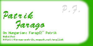 patrik farago business card